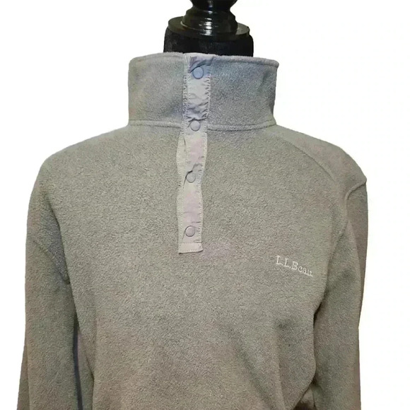 L.L. Bean Mens Gray Polartec Fleece Pullover Warm Layering Sweater L - Picture 5 of 13